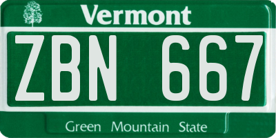 VT license plate ZBN667