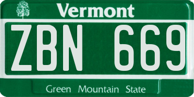 VT license plate ZBN669