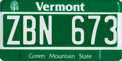 VT license plate ZBN673