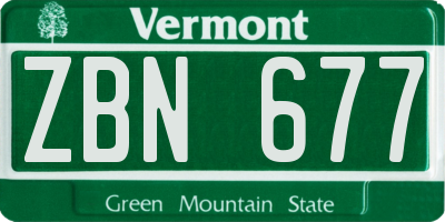 VT license plate ZBN677