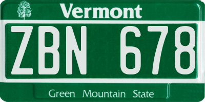 VT license plate ZBN678
