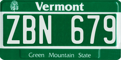 VT license plate ZBN679