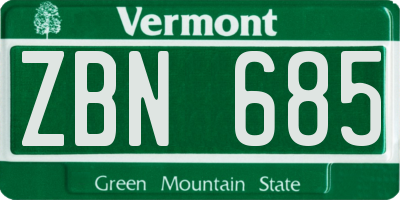 VT license plate ZBN685
