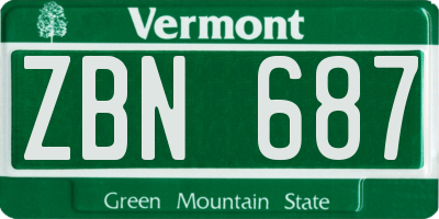 VT license plate ZBN687