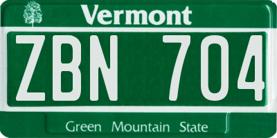 VT license plate ZBN704