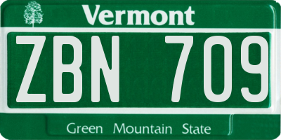VT license plate ZBN709