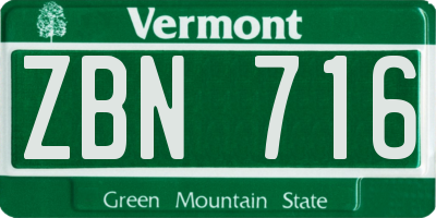 VT license plate ZBN716