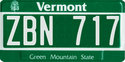 VT license plate ZBN717