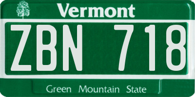 VT license plate ZBN718