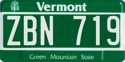 VT license plate ZBN719