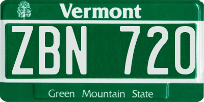 VT license plate ZBN720