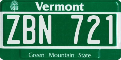 VT license plate ZBN721