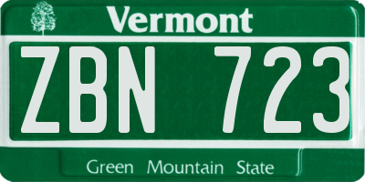 VT license plate ZBN723