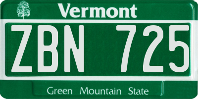 VT license plate ZBN725