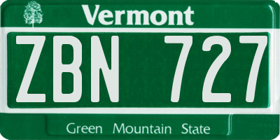 VT license plate ZBN727
