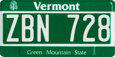 VT license plate ZBN728