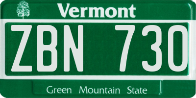 VT license plate ZBN730