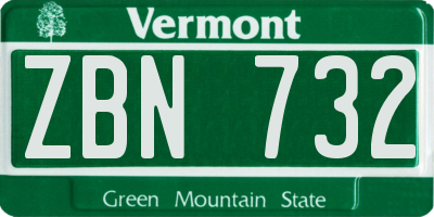 VT license plate ZBN732