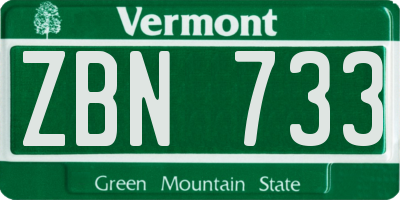 VT license plate ZBN733