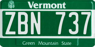 VT license plate ZBN737