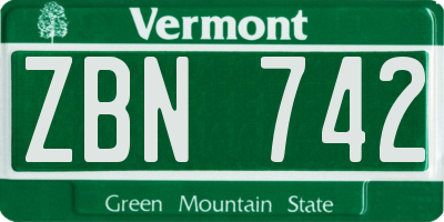 VT license plate ZBN742