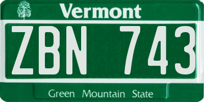 VT license plate ZBN743
