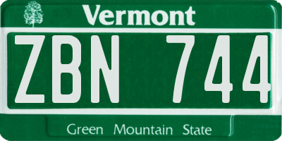 VT license plate ZBN744