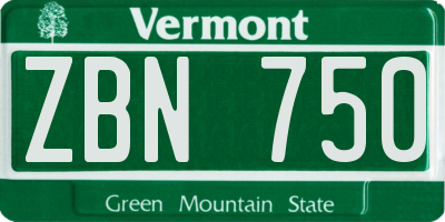 VT license plate ZBN750