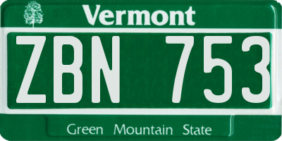 VT license plate ZBN753