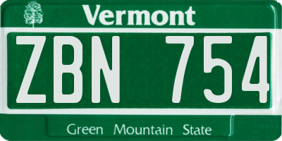 VT license plate ZBN754