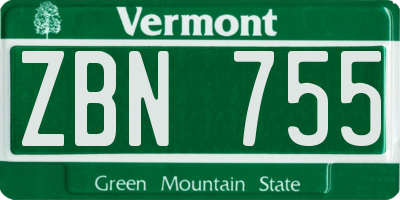 VT license plate ZBN755