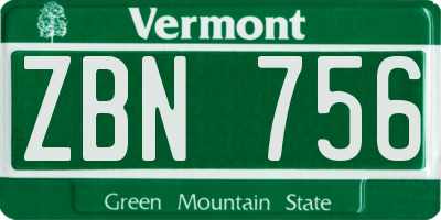 VT license plate ZBN756