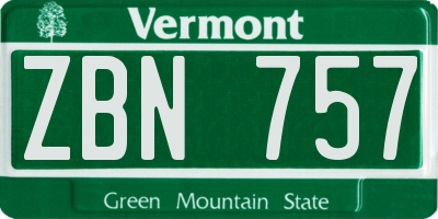 VT license plate ZBN757