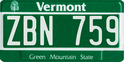 VT license plate ZBN759