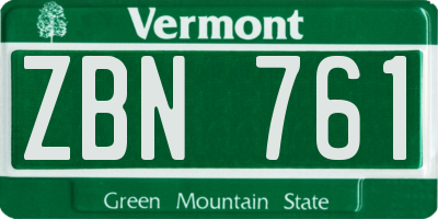 VT license plate ZBN761