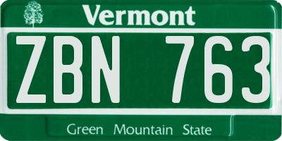 VT license plate ZBN763