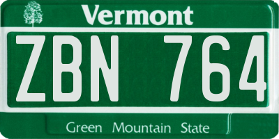 VT license plate ZBN764
