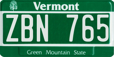 VT license plate ZBN765