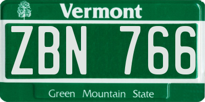 VT license plate ZBN766