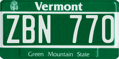 VT license plate ZBN770