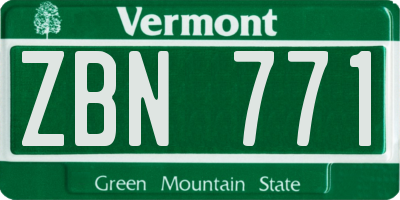 VT license plate ZBN771