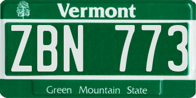 VT license plate ZBN773
