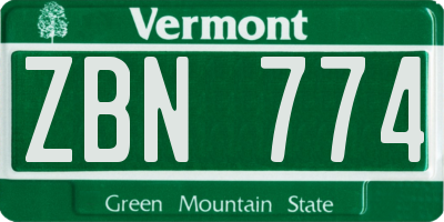 VT license plate ZBN774