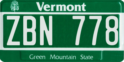 VT license plate ZBN778