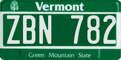 VT license plate ZBN782