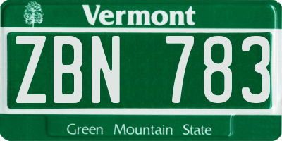 VT license plate ZBN783