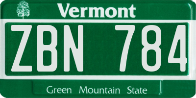 VT license plate ZBN784