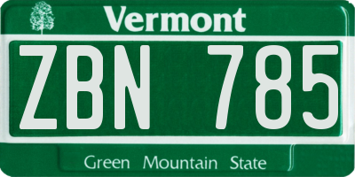 VT license plate ZBN785