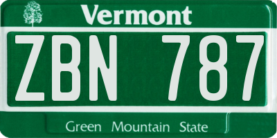 VT license plate ZBN787