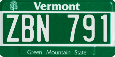 VT license plate ZBN791